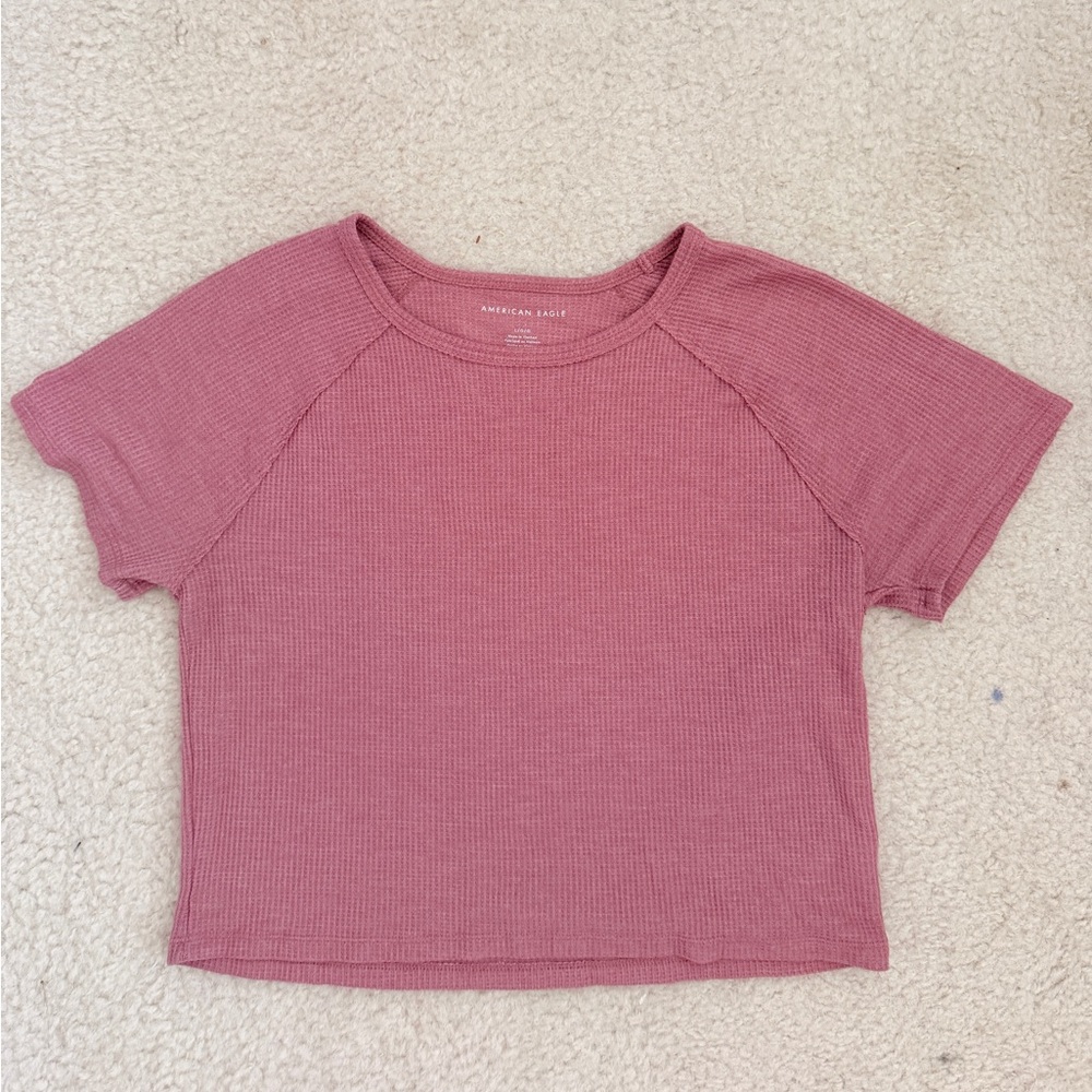 American eagle waffle knit cropped shirt